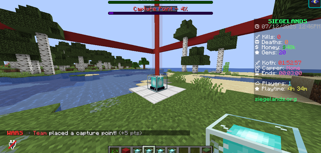 Capture point placed in game world showing beacon structure with progress bar displaying Capture Point +4%